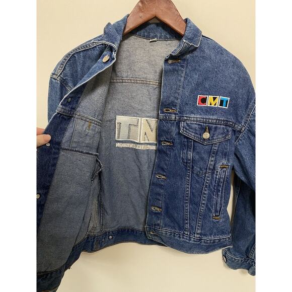 Vintage CMT Country Music Television Blue‎ Denim Trucker Jacket 80/90's Wmn Med - Picture 3 of 5